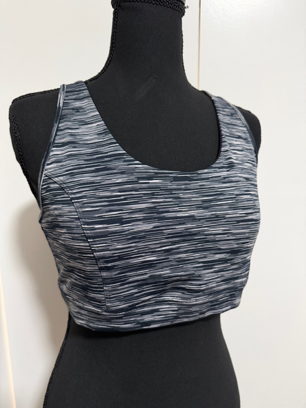Tek Gear Athletic Space-Dye Sports Bra in Black & Gray